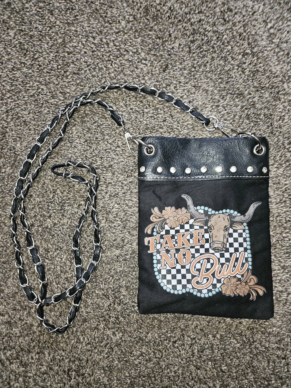 Take No Bull Black Crossbody Bag